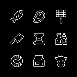 set line icons grill vector image