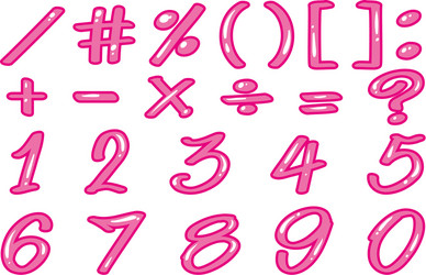 numbers and signs in pink vector image