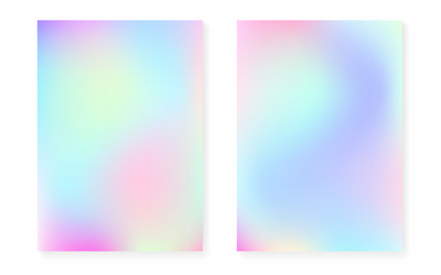 Holographic gradient background set with hologram vector