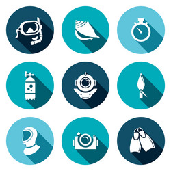 diving flat icons set vector image