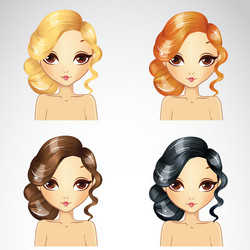 evening curly hair set vector image