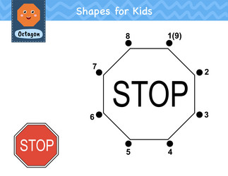 connect the dots and draw a stop traffic sign dot vector image