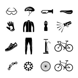 bicycle objects and equipment icons set vector image