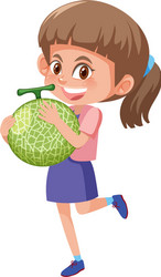 children cartoon character holding fruit vector image