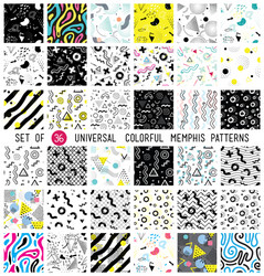 geometric memphis seamless isolated patterns vector image