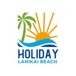 holiday beach logo palm tree and sun vector image