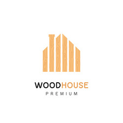 wooden wood house logo with brown plank vector image