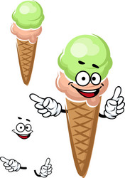 cartoon strawberry and pistachio ice cream cone vector image