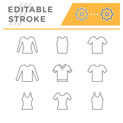 set line icons t-shirt singlet long sleeve vector image