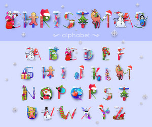 Christmas font and alphabet vector