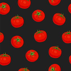 tomato vegetables seamless pattern on black vector image