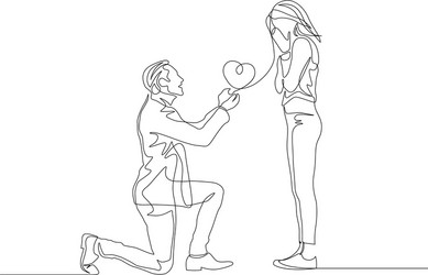 continuous one line man make a marriage proposal vector image