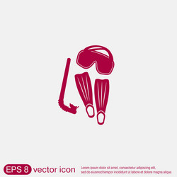 diving mask fins and snorkel symbol sea vector image