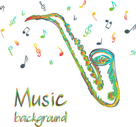 saxophone music background with notes vector image