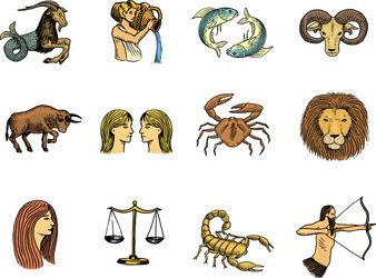 Zodiac symbols astrology zodiacal signs vector