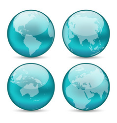 set globes showing earth with continents vector image