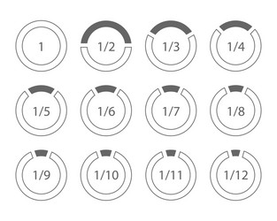 set of arithmetic fractions segmented ring design vector image