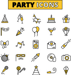 party pictograms oitlined icons set vector image