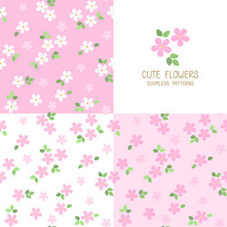 set seamless pink flower patterns vector image