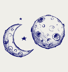 moon and lunar craters vector image