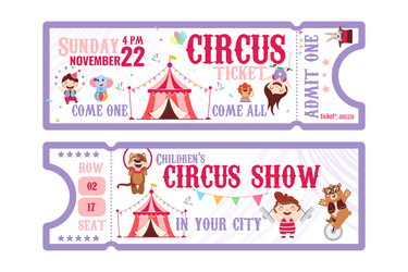 circus ticket pass with animal artists strongman vector image