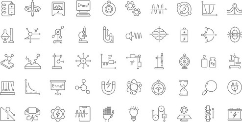 set line icons physics vector image