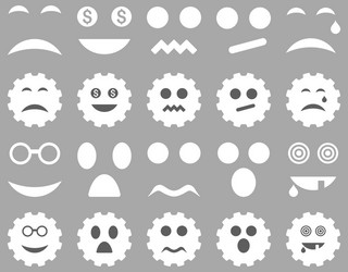 Tool gear smile emotion icons vector