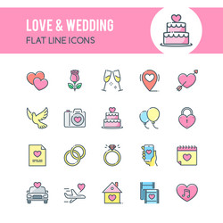 love and wedding icons vector image