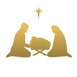 christmas story mary joseph and baby jesus vector image