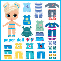 paper doll with clothes set vector image