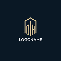 Oh initial monogram logo with hexagonal shape vector