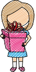 Cute girl with gift vector