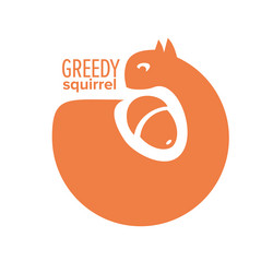 greedy squirrel logo design template round shape vector image