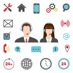 Call center icons set vector