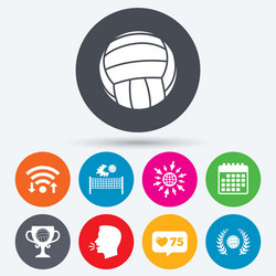 volleyball and net icons winner award cup vector image