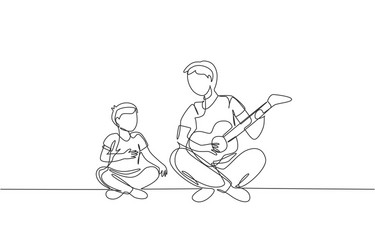 one continuous line drawing young dad playing vector image