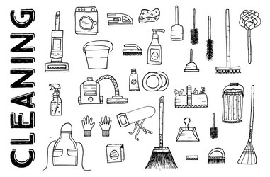 cleaning tools vector image