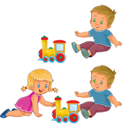 little girl and boy playing with a steam vector image