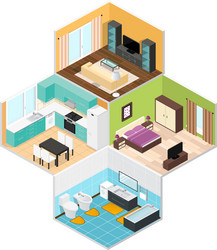 interior rooms of the house isometric view vector image