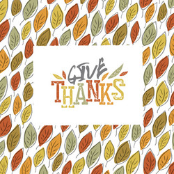 give thanks typography on autumn leaves seamless vector image