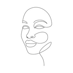 beautiful women face in one line drawing style vector image