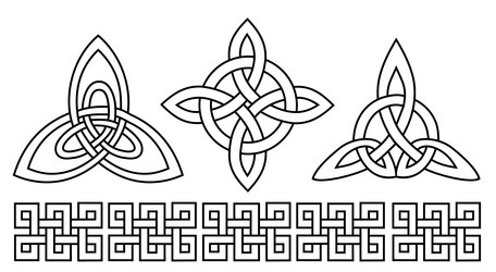 medieval celtic knot tattoo set irish vector image