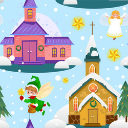 merry christmas and happy new year seamless vector image