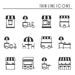 street food retail thin line icons set truck vector image