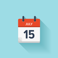 july 15 flat daily calendar icon date vector image