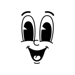 cartoon funny comic groovy face smiling emotion vector image