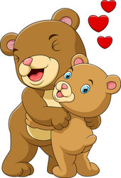 cartoon mother and baby brown bear vector image