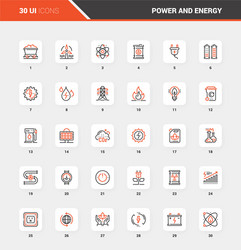 power and energy flat line web icon concepts vector image