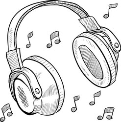 doodle headphones vector image