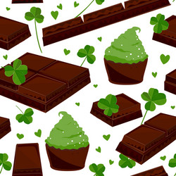 seamless st patricks day background with clover vector image